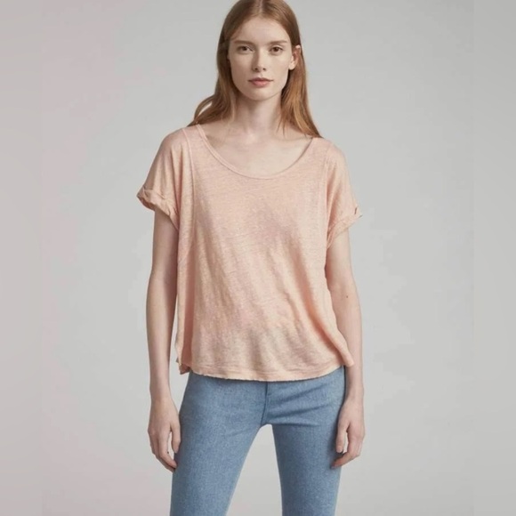 Rag & Bone Tops Rag & Bone Blush Linen Lottie Tee - Picture 3 of 10